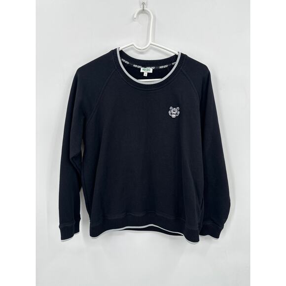 Women's Kenzo Paris Lucky Tiger Black Crew Neck Sweatshirt Size Large